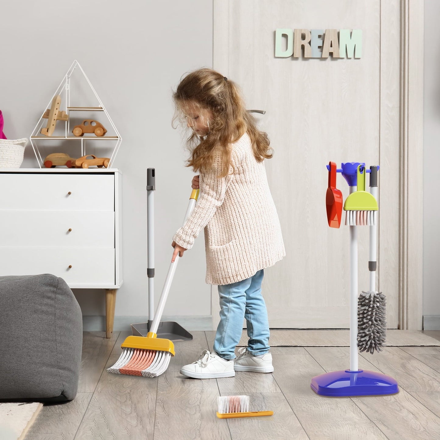 Dinosaur Planet Toddlers Cleaning Set for Kids Ages 2-6, Kids Cleaning Toys Set, Kids Broom and Dustpan Set for Toddlers Ages 2 3 4 5 6 Years Old
