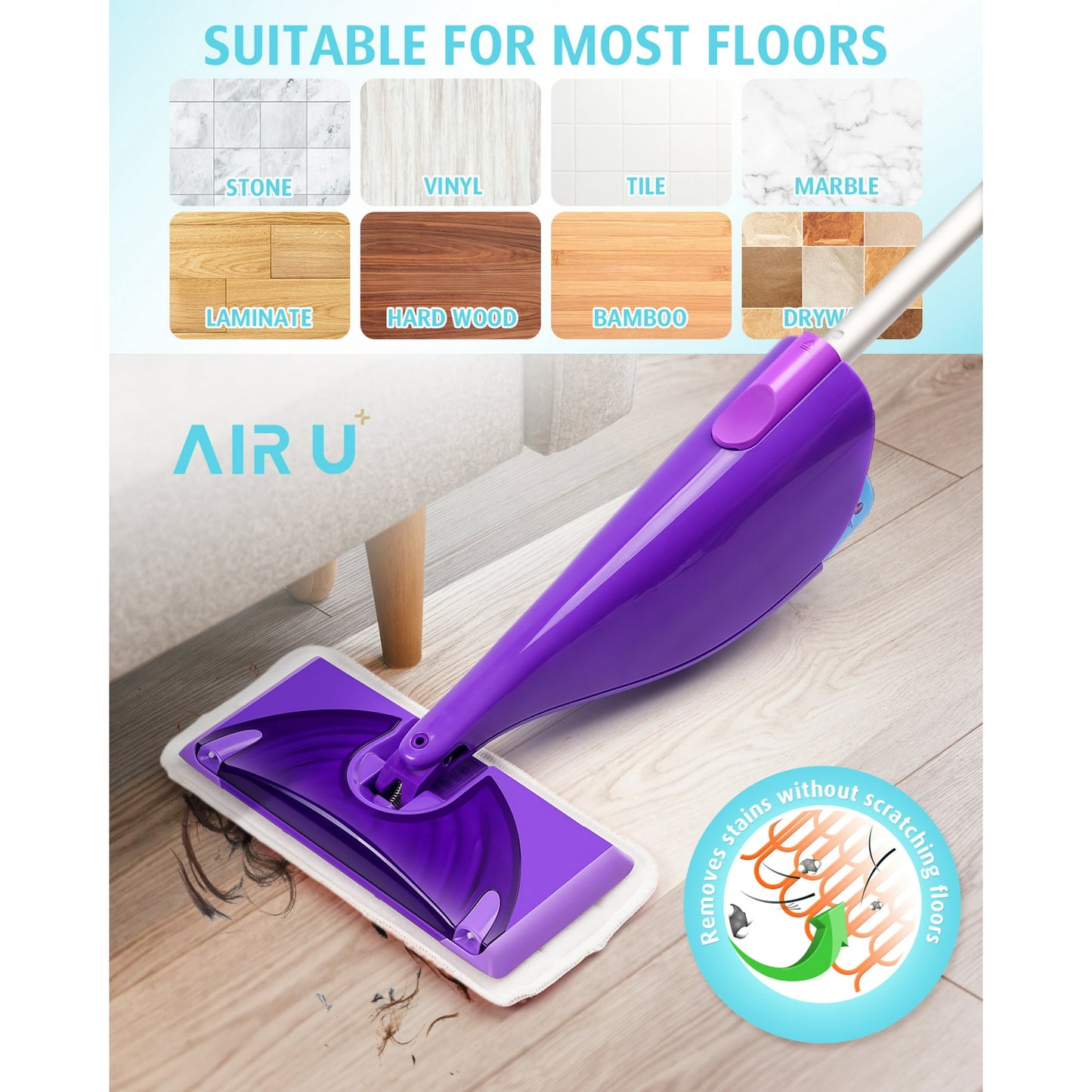 Dinosaur Planet Power Scrubbing Reusable Mop Pads for WetJet Mops (6 Pack), Wet Jet Refills, Washable Microfiber Mop Pads for Floor Cleaning Wet Dry Use