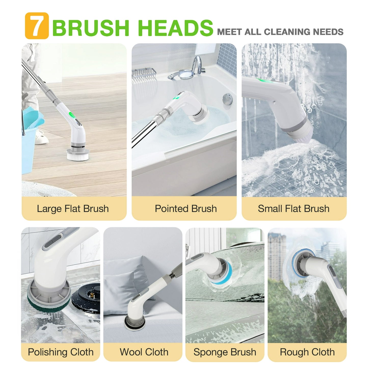 LOHEER Electric Spin Scrubber, Cordless Bathroom Scrubber Cleaning Brush for Floor, Bathtub, Kitchen