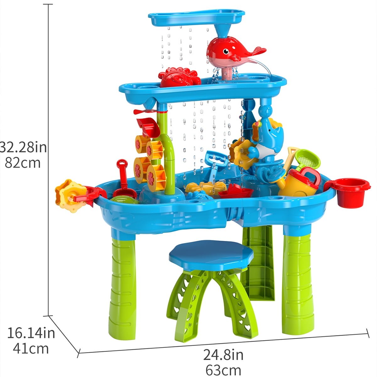 Dinosaur Planet Kids Sand Water Table for Toddlers, 3-Tier Sand and Water Play Table Toys for Toddlers Kids, Activity Sensory Tables Outside Beach Toys for Toddler Boys Girls Age 1-3 3-5Gift