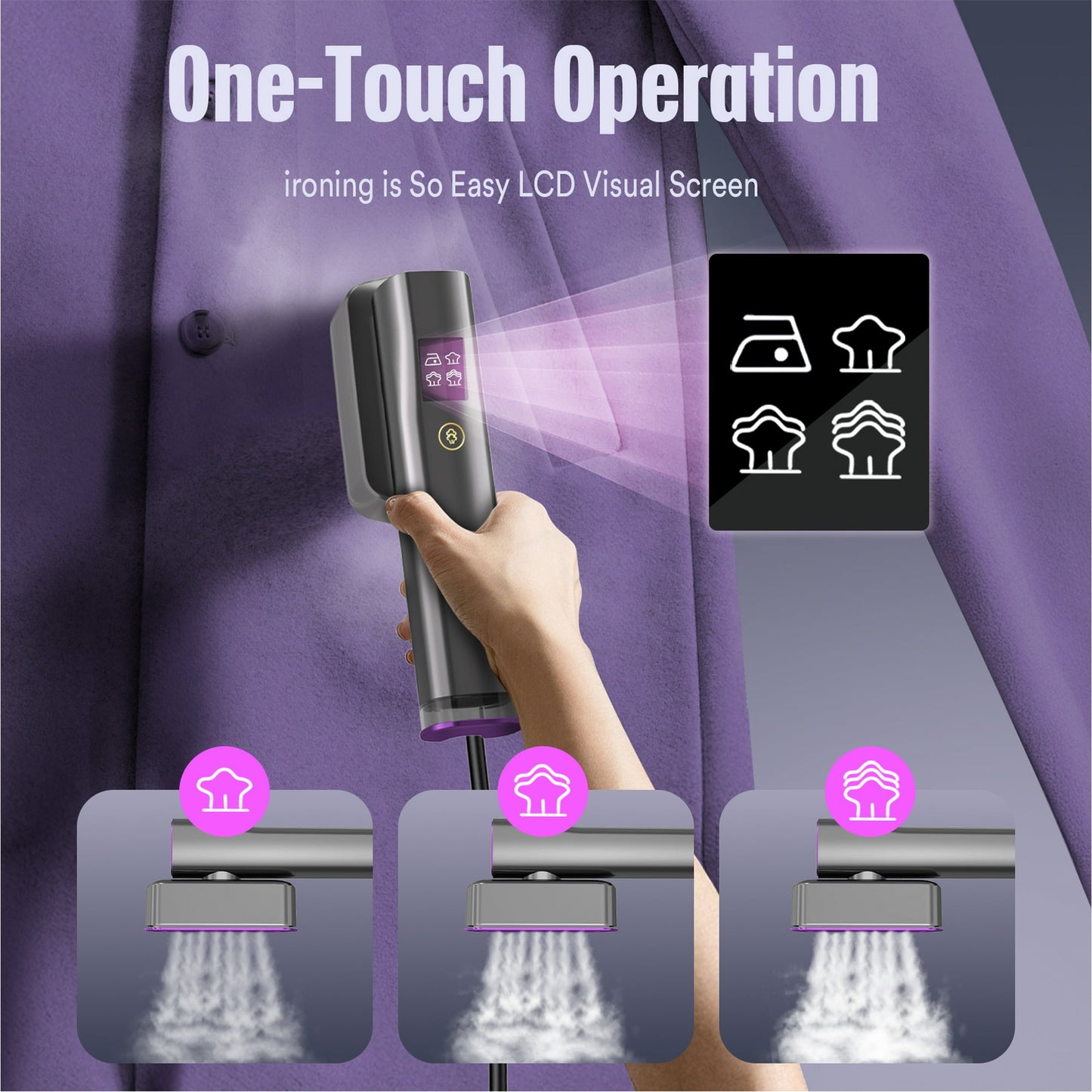 Steamer for Clothes, LOHEER Portable Travel Steamer & Iron 2 in 1, 3 Adjustable Steam Levels