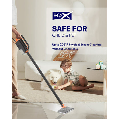 HelpX Steam Mop 13-in-1 Multi-Purpose Detachable Handheld Steamer with 17 Accessories for Hardwood Floors, Tiles, Carpet, Windows & Furniture, Large Capacity, Adjustable Height, Washable Pads