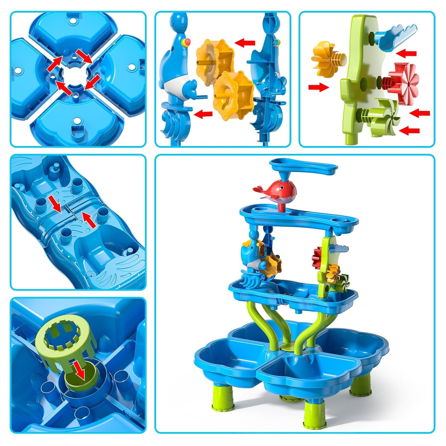 Dinosaur Planet Kids Sand Water Table 4-Tier Sand And Water Play Table Toys For Toddlers Kids, Activity Sensory Tables Outside Beach Toys Boys Girls Gift