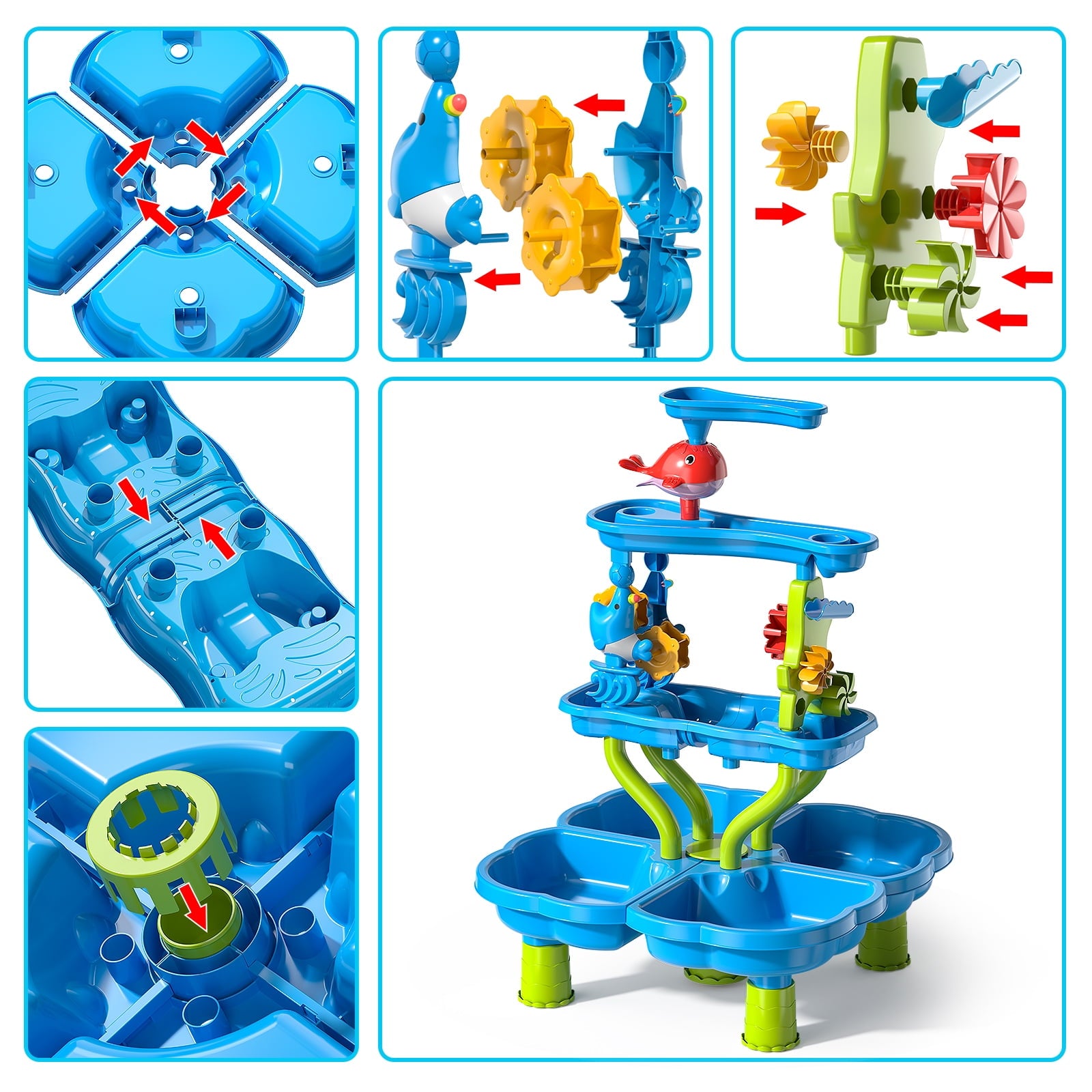 Dinosaur Planet Kids Sand Water Table 4-Tier Sand And Water Play Table Toys For Toddlers Kids, Activity Sensory Tables Outside Beach Toys Boys Girls Gift