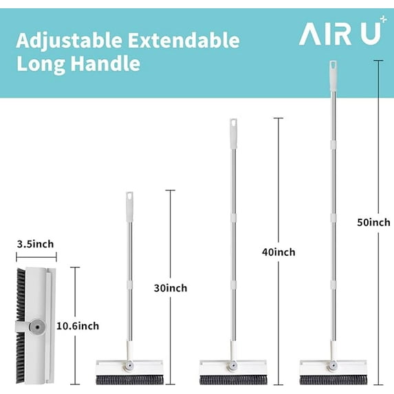 Floor Scrub Brush with Long Handle, 3 in 1 Scrape and Heavy-Duty Stiff Bristle Scrubber Brush for Cleaning Shower Bathroom, Patio, Garage, Kitchen, Wall and Deck