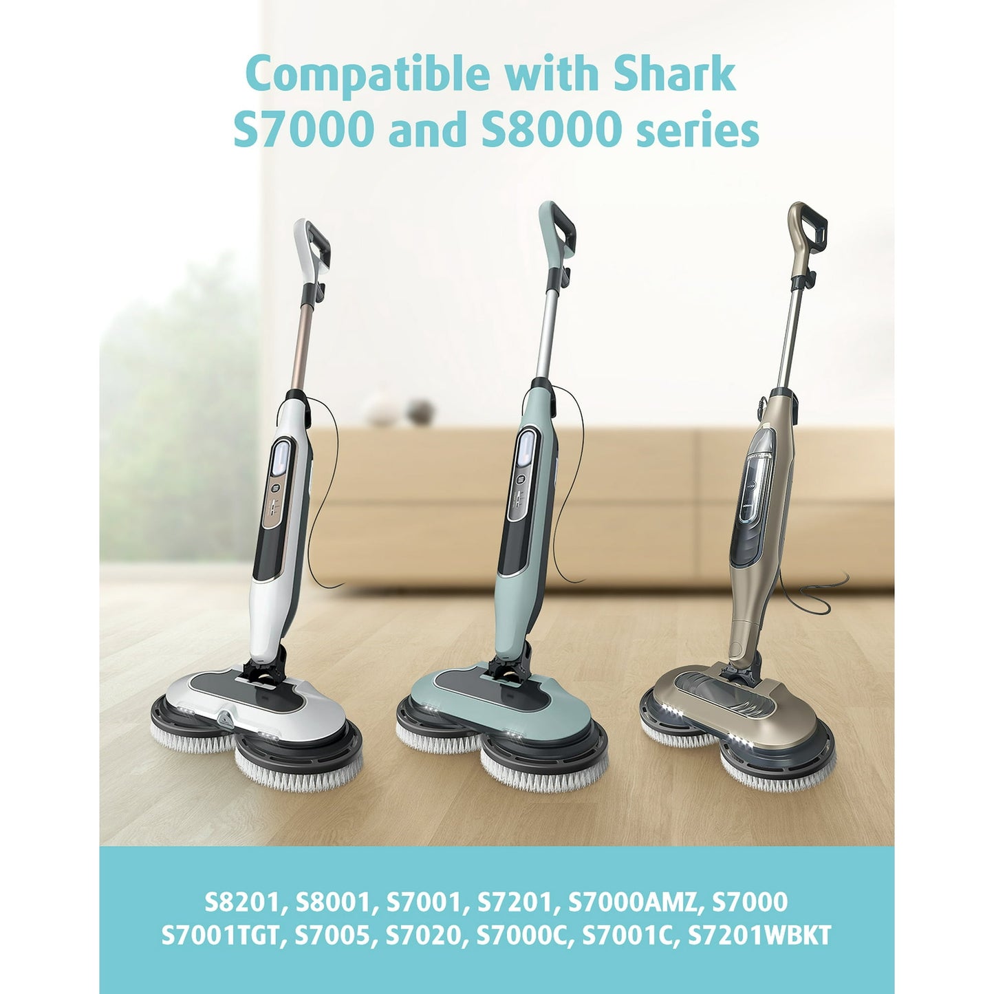 Upgraded Mop Pad Replacement Brush Heads for Shark Steam Mop Pads, Compatible with Shark S7000/S7001/S8001, For Deep Cleaning Hard Floors, 2 pcs