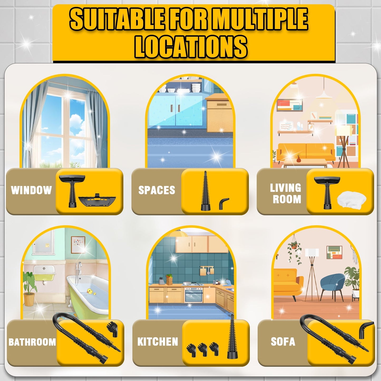 Loheer Pressurized Handheld Steam Cleaner for Home, 1200W Multi-Surface Steamer, 12.8oz Natural Steamer for Cleaning Car, Bathroom, Shower, Upholstery, Grout, Window, Grease