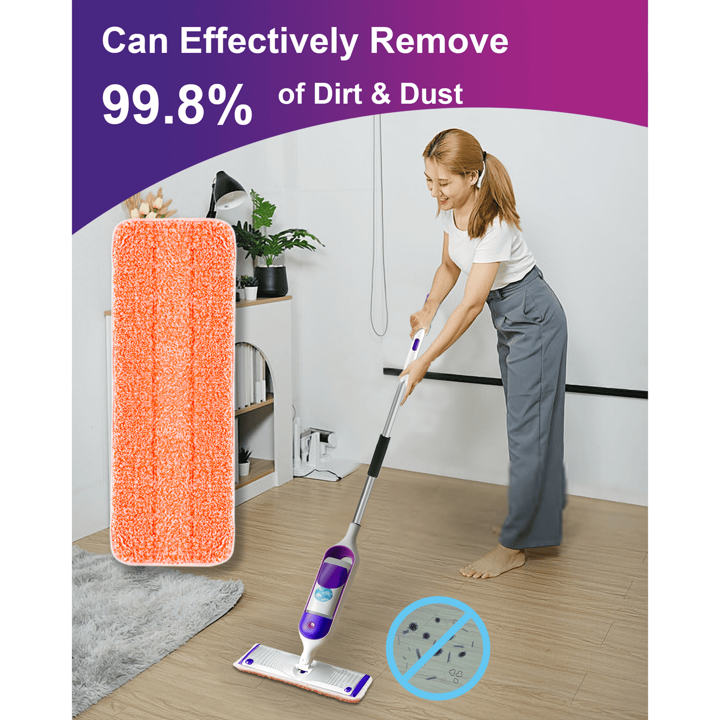 Dinosaur Planet Power Mopping Pads Refills for Powermop Washable Microfiber Mop Pads for Floor Cleaning Wet Dry Use 8 Pack