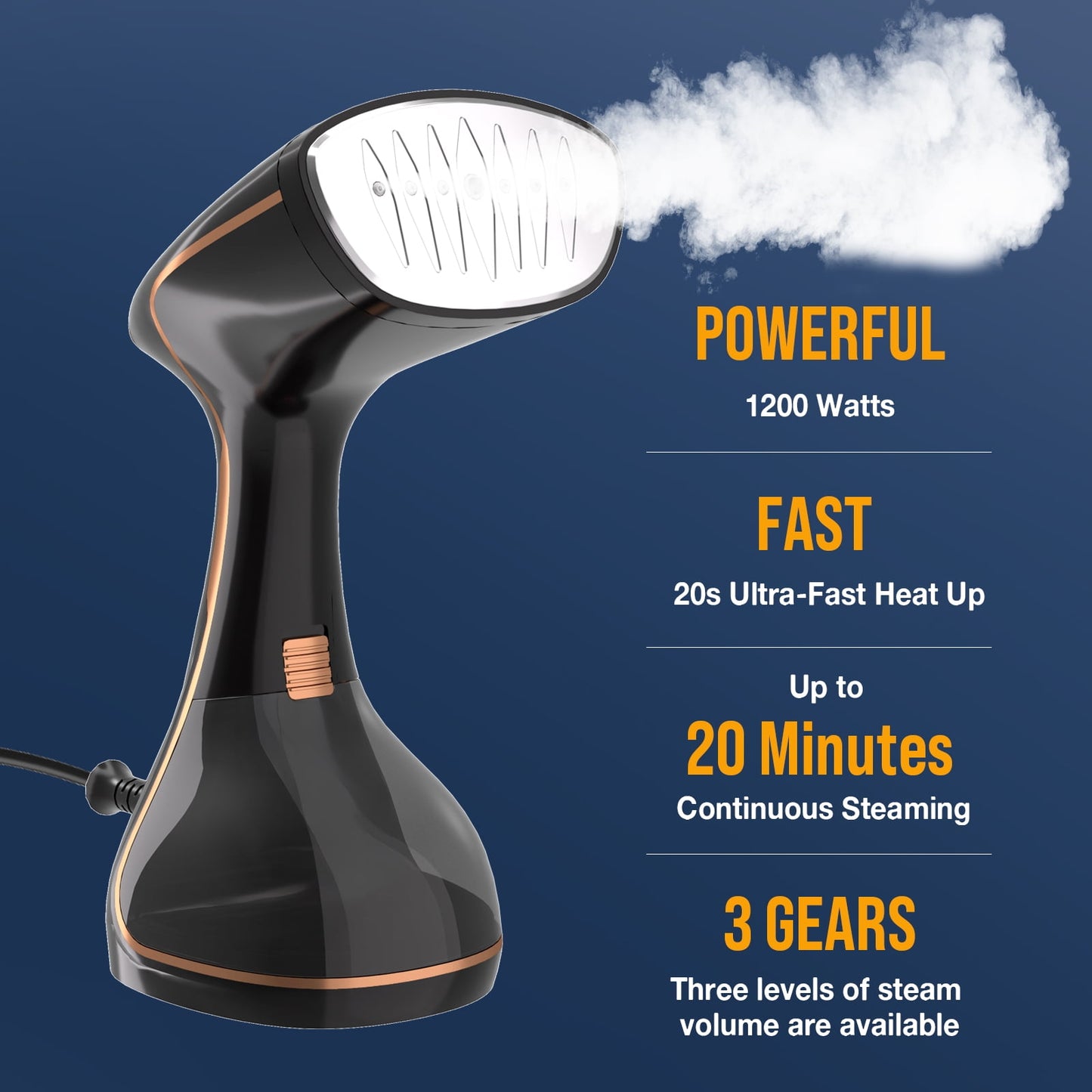 Steamer for Clothes 1200W, Loheer Portable Clothes Steamer for Home, Travel, 320ml Water Tank
