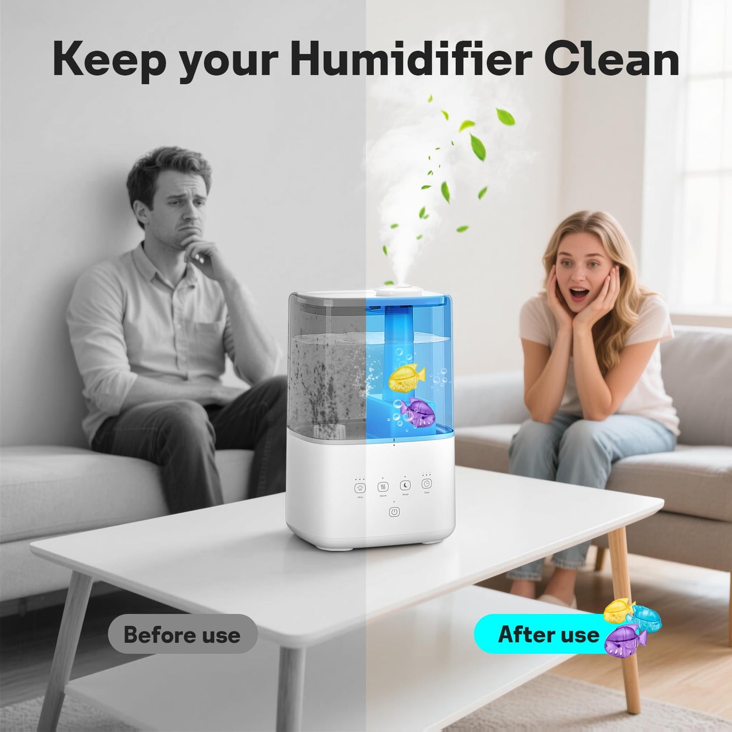 Humidifier Cleaner, Humidifier Cleaning Fish for Humidifiers & Fish Tanks, Prevents Hard Water Build Up, Multi-color, 10 Pack