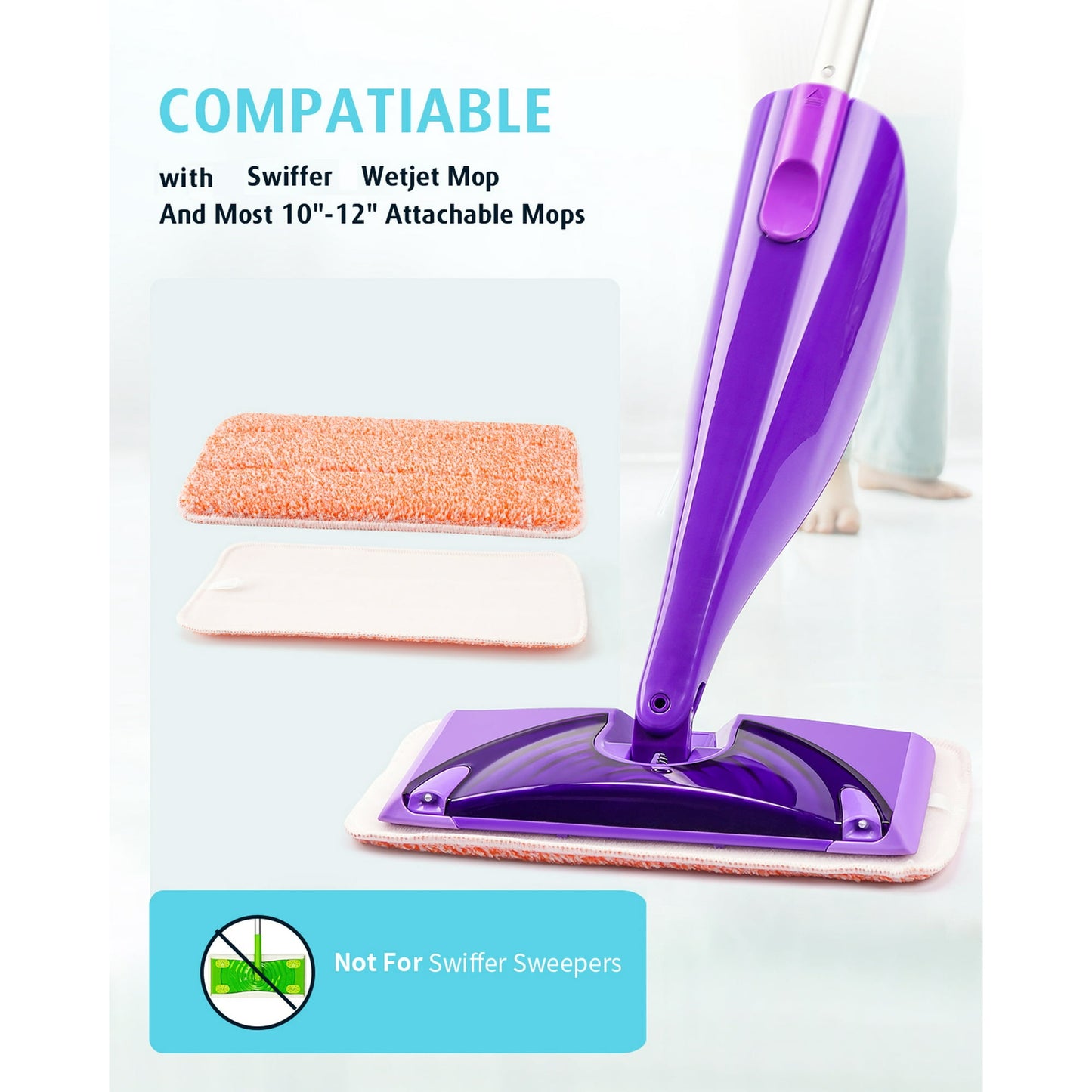 Dinosaur Planet Power Scrubbing Reusable Mop Pads for WetJet Mops (6 Pack), Wet Jet Refills, Washable Microfiber Mop Pads for Floor Cleaning Wet Dry Use