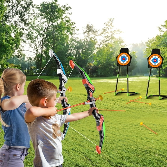 Dinosaur Planet 2 Pack Bows and Arrow Set for Kids Ages 3-11, Kids Archery Set Gifts for Boys Ages 4-8-12, Outdoor Toys for Kids Ages 4-8-12