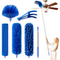 Duster Kit Reusable Microfiber 6-pcs Duster Kit Washable with 80-Inch Telescopic Pole, Reusable Duster, Lightweight Duster for Ceiling Fan Webs, Blinds