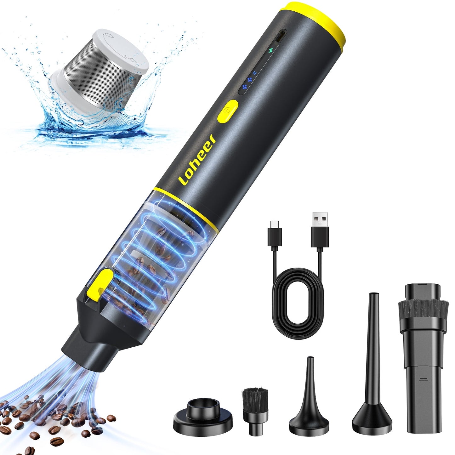 Loheer Handheld Vacuum Cordless, Portable Car Vacuum Cleaner, 16KPA Powerful Suction for Car Home Pet