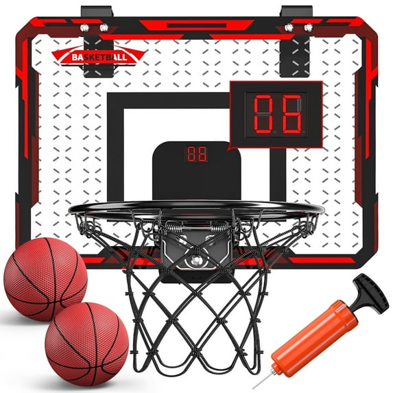 Dinosaur Planet Kids Indoor Basketball Hoop for 3-12 Years Old Boys Girls, Scoring over the Door Basketball Hoop Sports Set, Ball Toys Gifts for Kids Ages 3-12