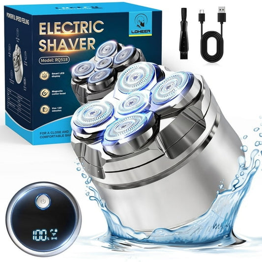 LOHEER Head Shavers for Bald Men, 5D Head Shaver, LED Display, Wet/Dry Electric Razor, Gift for Men