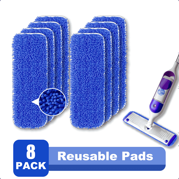 Dinosaur Planet  Reusable Power Mop Refill for Power Mop, Multi-Surface & Wood Mopping Pad Refil for Floor Cleaning - Washable Microfiber Pad, 8 Pack