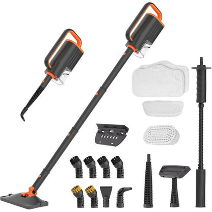 HelpX Steam Mop 13-in-1 Multi-Purpose Detachable Handheld Steamer with 17 Accessories for Hardwood Floors, Tiles, Carpet, Windows & Furniture, Large Capacity, Adjustable Height, Washable Pads