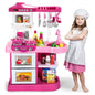 TEMI Play Kitchen Playset Pretend Food - 53-Pack Pink Kitchen Toys for Toddlers, Toy Accessories Toddler Set with Real Sounds and Lights, Toddler Outdoor Playset for Kids (29" x10" x 20")