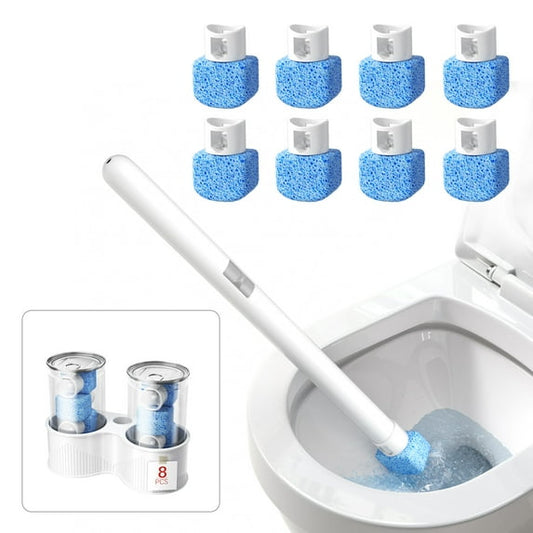 Pumice Stone Toilet Brush - Bathroom Cleaner Brush with Long Handle for Remove Hard Water Stains with Long Handle+ 8 Replaceable Heads