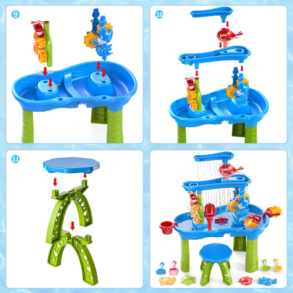Dinosaur Planet Kids Sand Water Table for Toddlers, 3-Tier Sand and Water Play Table Toys for Toddlers Kids, Activity Sensory Tables Outside Beach Toys for Toddler Boys Girls Age 1-3 3-5Gift