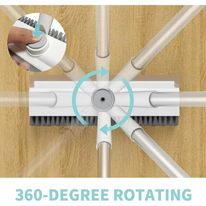 Floor Scrub Brush with Long Handle, 3 in 1 Scrape and Heavy-Duty Stiff Bristle Scrubber Brush for Cleaning Shower Bathroom, Patio, Garage, Kitchen, Wall and Deck