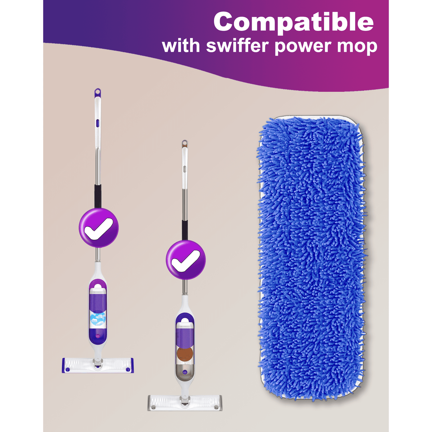 Dinosaur Planet  Reusable Power Mop Refill for Power Mop, Multi-Surface & Wood Mopping Pad Refil for Floor Cleaning - Washable Microfiber Pad, 8 Pack