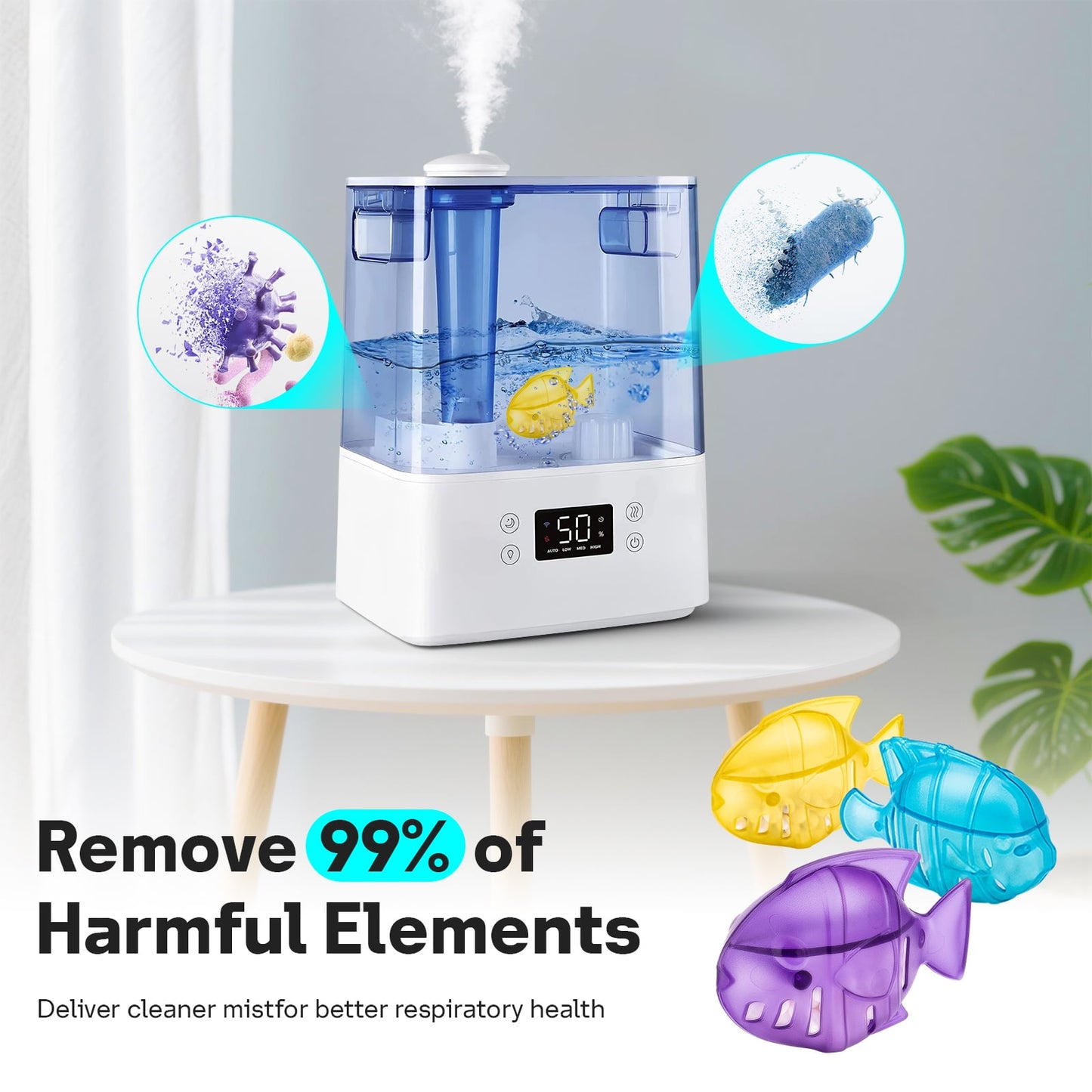 Humidifier Cleaner, Humidifier Cleaning Fish for Humidifiers & Fish Tanks, Prevents Hard Water Build Up, Multi-color, 10 Pack