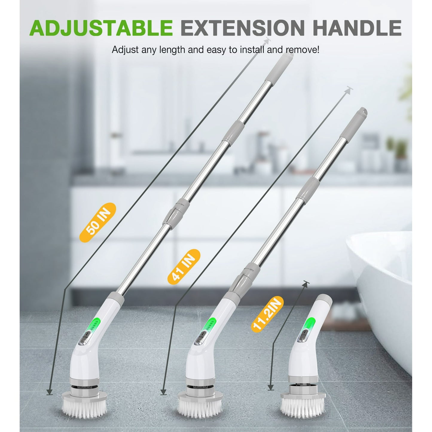 LOHEER Electric Spin Scrubber, Cordless Bathroom Scrubber Cleaning Brush for Floor, Bathtub, Kitchen