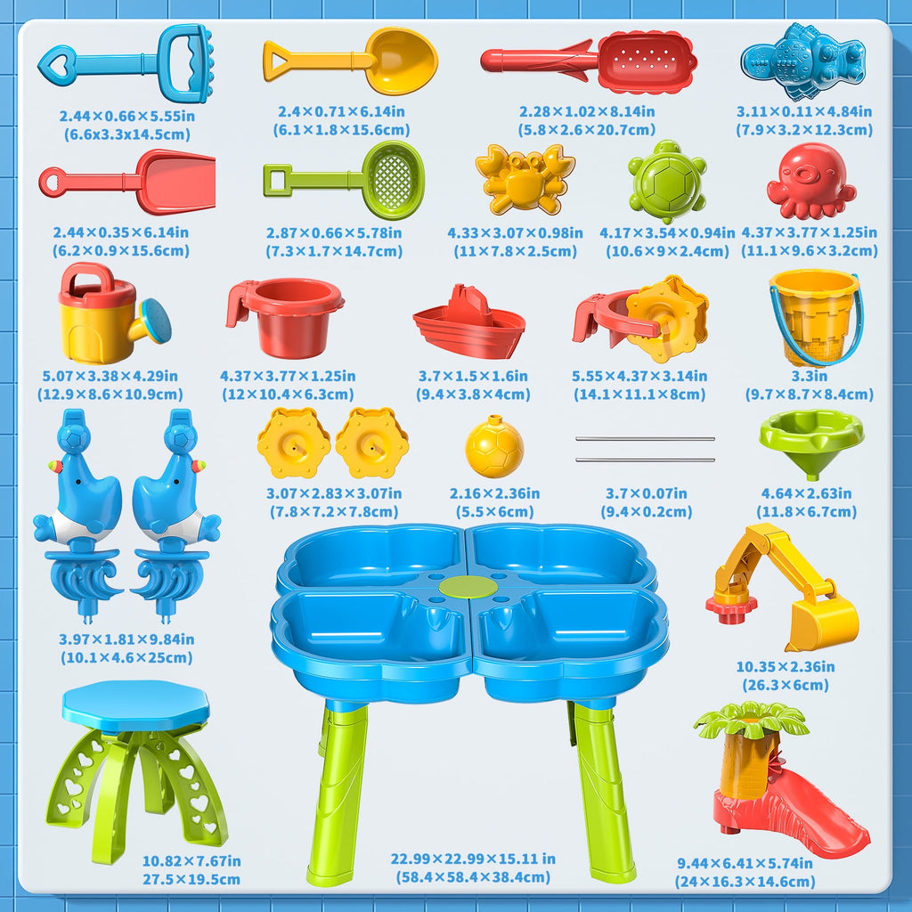 Dinosaur Planet Sand Water Table for Toddlers, 4 in 1 Sand Table and Water Play Table, Kids Table Activity Sensory Play Table Beach Sand Water Toy for Outdoor Backyard for Toddlers Age 2-4 Gift