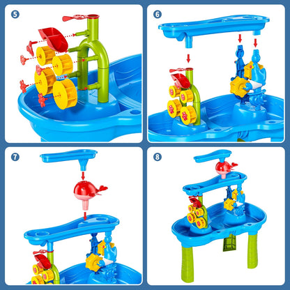 Dinosaur Planet Kids Sand Water Table for Toddlers, 3-Tier Sand and Water Play Table Toys for Toddlers Kids, Activity Sensory Tables Outside Beach Toys for Toddler Boys Girls Age 1-3 3-5Gift