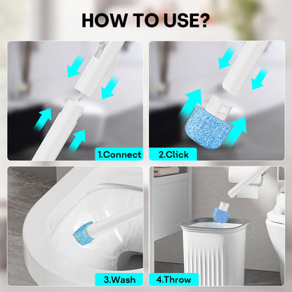 Pumice Stone Toilet Brush - Bathroom Cleaner Brush with Long Handle for Remove Hard Water Stains with Long Handle+ 8 Replaceable Heads